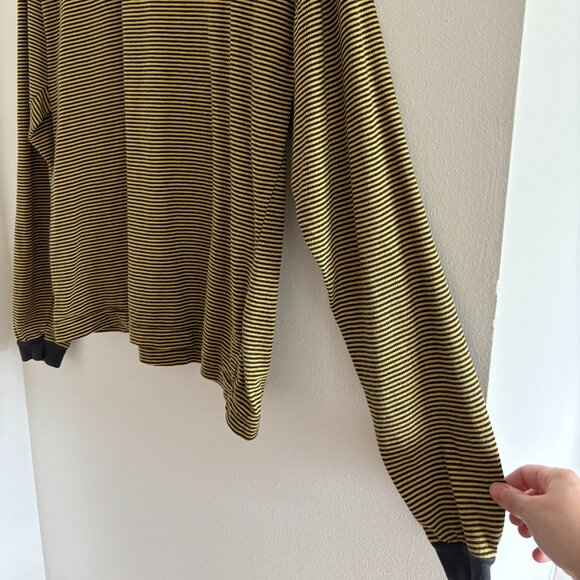 Vintage 90s Black and Yellow Striped High Neck Shirt - Picture 4 of 5